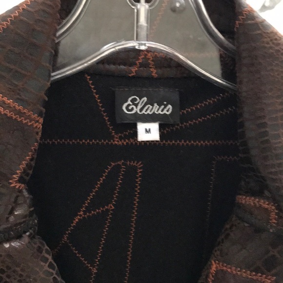 Brown knit & leather Elaris sweater - Picture 2 of 5